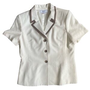 🆕 Le Suit Essentials Vanilla Women’s Button Front Short Sleeve Suit Jacket | 16